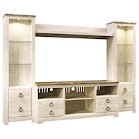 Entertainment Center with Piers and Built-In Lighting